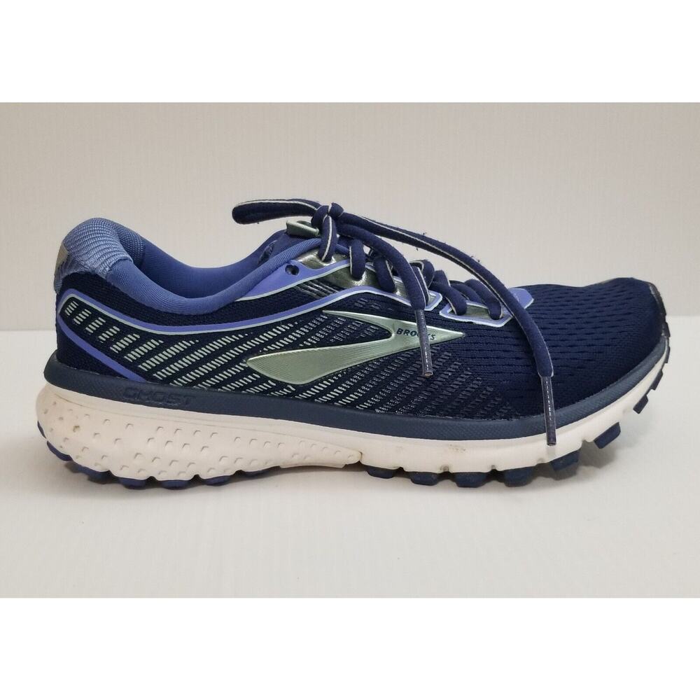 Brooks Womens Ghost 12 1203051B040 Navy Blue Running Shoes Lace Up Size 6.5 D